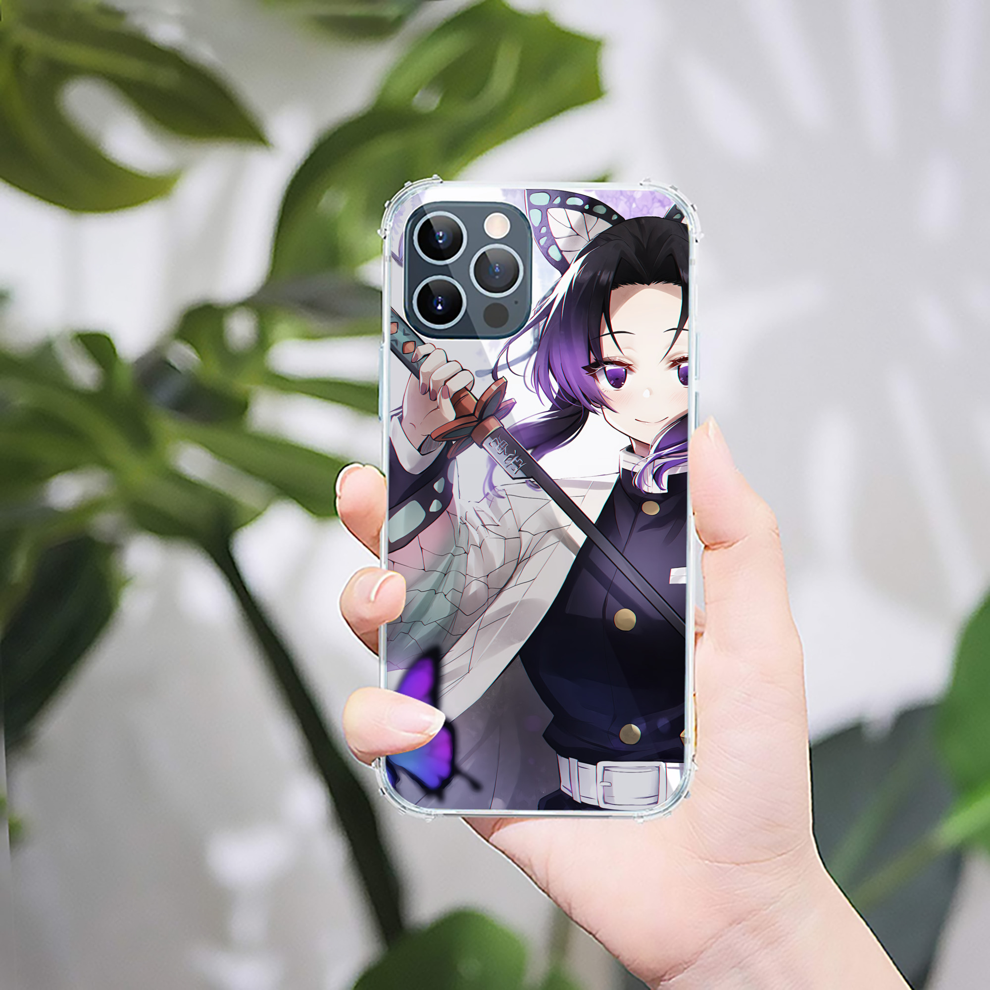 （画像用） 鬼滅の刃（きめつのやいば）蟲柱-胡蝶 しのぶ／こちょう しのぶ Kochou Shinobu 【iPhone 12シリーズ対応】透明スマホケース（クリアソフトケース）